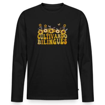Cultivando Bilingües Spanish Teacher - Men's Premium Organic Long Sleeve Shirt - black - Front - Nico (187cm)