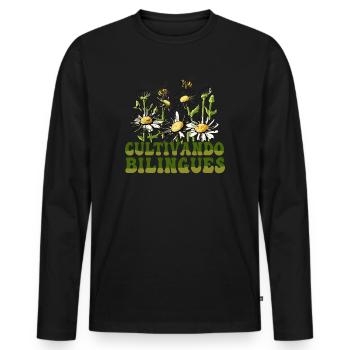 Cultivando Bilingües Spanish Teacher - Men's Premium Organic Long Sleeve Shirt - black - Front - Nico (187cm)