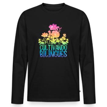 Cultivando Bilingües Spanish Teacher - Men's Premium Organic Long Sleeve Shirt - black - Front - Nico (187cm)