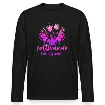 Cultivando Bilingües Spanish Teacher - Men's Premium Organic Long Sleeve Shirt - black - Front - Nico (187cm)