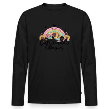 Cultivando Bilingües Spanish Teacher - Men's Premium Organic Long Sleeve Shirt - black - Front - Nico (187cm)