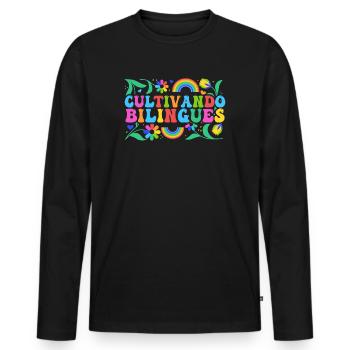 Cultivando Bilingües Spanish Teacher - Men's Premium Organic Long Sleeve Shirt - black - Front - Nico (187cm)