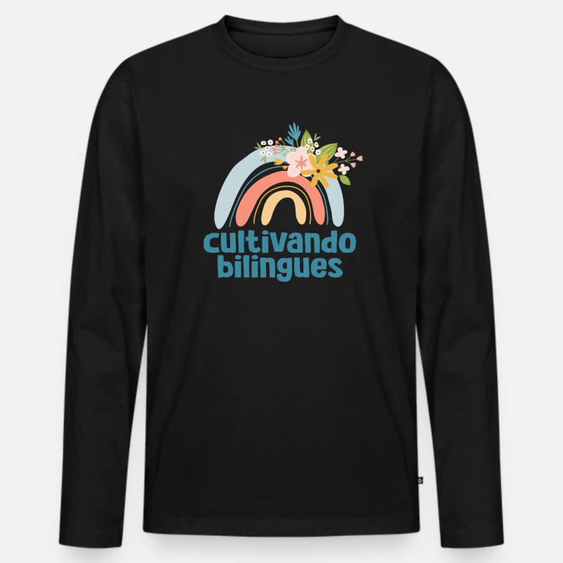 Cultivando Bilingües Spanischlehrer - Männer Premium Bio Langarmshirt - Schwarz