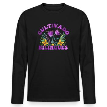 Cultivando Bilingües Spanish Teacher - Men's Premium Organic Long Sleeve Shirt - black - Front - Nico (187cm)