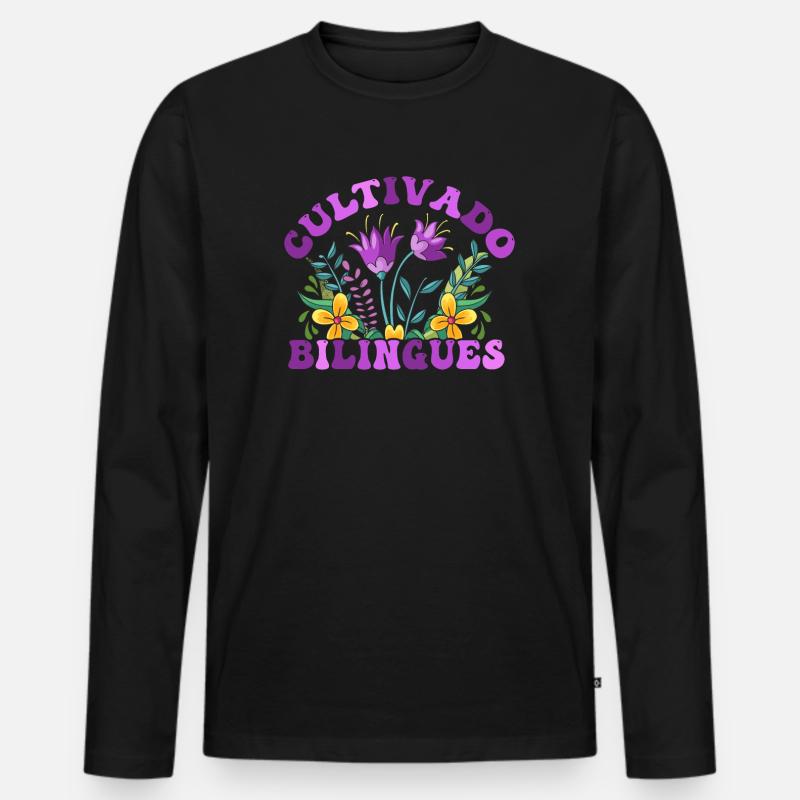 Cultivando Bilingües Spanischlehrer - Männer Premium Bio Langarmshirt - Schwarz