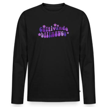 Cultivando Bilingües Spanischlehrer - Männer Premium Bio Langarmshirt - Schwarz - Vorne - Nico (187cm)