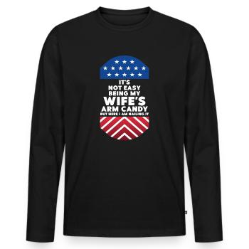 ES IST NICHT EINFACH, DAS ARMBONBON MEINER FRAU ZU SEIN - Männer Premium Bio Langarmshirt - Schwarz - Vorne - Nico (187cm)