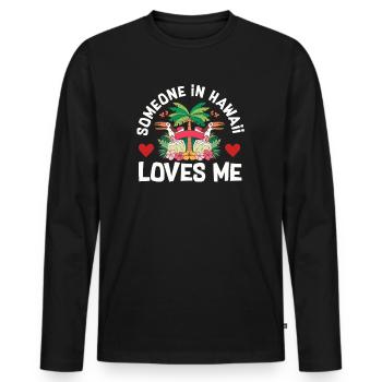 Jemand auf Hawaii liebt mich - Männer Premium Bio Langarmshirt - Schwarz - Vorne - Nico (187cm)