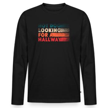 Hot Dog Looking For A Hallway - Men's Premium Organic Long Sleeve Shirt - black - Front - Nico (187cm)