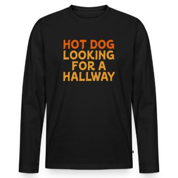 Hot Dog Looking For A Hallway - Men's Premium Organic Long Sleeve Shirt - black - Front - Nico (187cm)