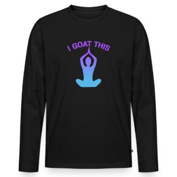 Je chèvre ce passionné de yoga - T-shirt manches longues Premium bio Homme - noir - Devant - Nico (187cm)