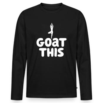 Je chèvre ce passionné de yoga - T-shirt manches longues Premium bio Homme - noir - Devant - Nico (187cm)