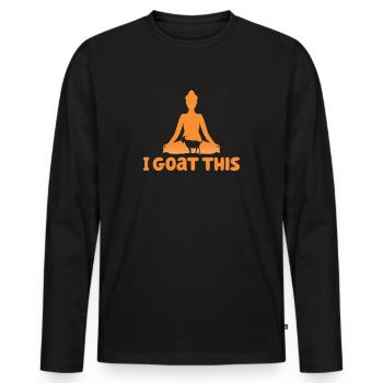 Je chèvre ce passionné de yoga - T-shirt manches longues Premium bio Homme - noir - Devant - Nico (187cm)