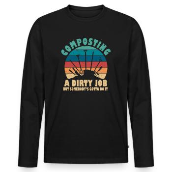 Vermicompost Fermier Vermicompost Mignon Hommes Femmes - T-shirt manches longues Premium bio Homme - noir - Devant - Nico (187cm)
