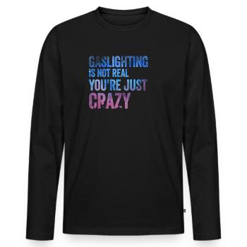 Gaslighting extrême : vous n’êtes pas fou - T-shirt manches longues Premium bio Homme - noir - Devant - Nico (187cm)