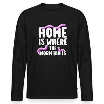 Vermicompost Fermier Vermicompost Mignon Hommes Femmes - T-shirt manches longues Premium bio Homme - noir - Devant - Nico (187cm)