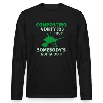 Vermicompost Fermier Vermicompost Mignon Hommes Femmes - T-shirt manches longues Premium bio Homme - noir - Devant - Nico (187cm)