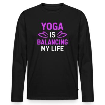 Le yoga équilibre ma vie - T-shirt manches longues Premium bio Homme - noir - Devant - Nico (187cm)