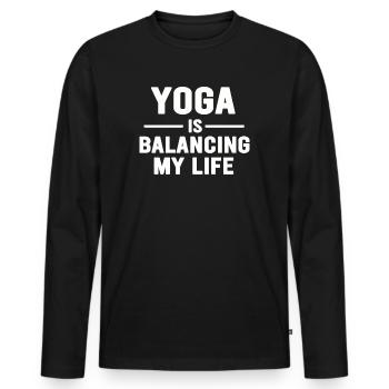 Le yoga équilibre ma vie - T-shirt manches longues Premium bio Homme - noir - Devant - Nico (187cm)