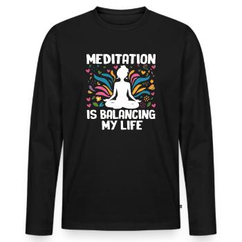 Meditation Is Balancing My Life - Men's Premium Organic Long Sleeve Shirt - black - Front - Nico (187cm)