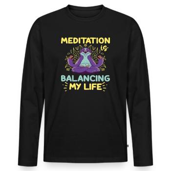 Meditation Is Balancing My Life - Men's Premium Organic Long Sleeve Shirt - black - Front - Nico (187cm)