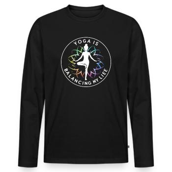 Le yoga équilibre ma vie - T-shirt manches longues Premium bio Homme - noir - Devant - Nico (187cm)