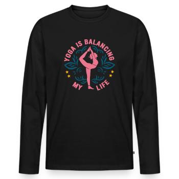 Le yoga équilibre ma vie - T-shirt manches longues Premium bio Homme - noir - Devant - Nico (187cm)