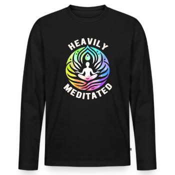 Stark meditiert - Männer Premium Bio Langarmshirt - Schwarz - Vorne - Nico (187cm)