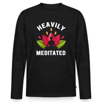 Heavily Meditated - Men's Premium Organic Long Sleeve Shirt - black - Front - Nico (187cm)