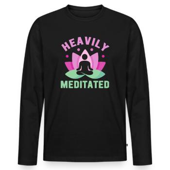 Stark meditiert - Männer Premium Bio Langarmshirt - Schwarz - Vorne - Nico (187cm)