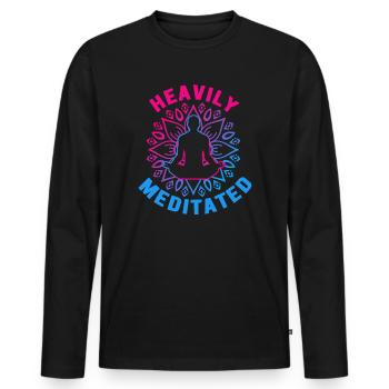 Stark meditiert - Männer Premium Bio Langarmshirt - Schwarz - Vorne - Nico (187cm)