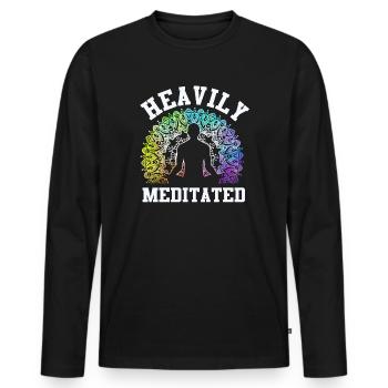 Heavily Meditated - Men's Premium Organic Long Sleeve Shirt - black - Front - Nico (187cm)