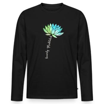 Heavily Meditated - Men's Premium Organic Long Sleeve Shirt - black - Front - Nico (187cm)