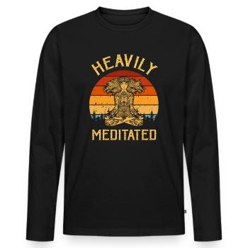 Heavily Meditated - Men's Premium Organic Long Sleeve Shirt - black - Front - Nico (187cm)