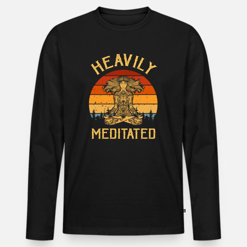 Stark meditiert - Männer Premium Bio Langarmshirt - Schwarz