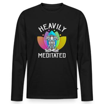 Heavily Meditated - Men's Premium Organic Long Sleeve Shirt - black - Front - Nico (187cm)