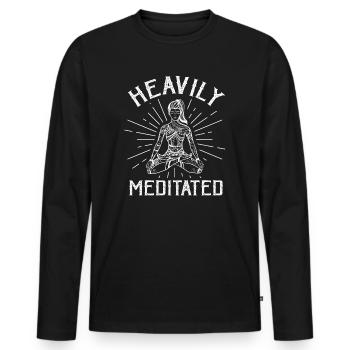 Stark meditiert - Männer Premium Bio Langarmshirt - Schwarz - Vorne - Nico (187cm)