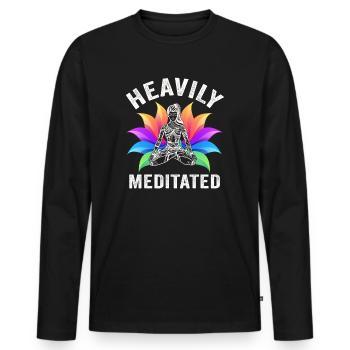 Heavily Meditated - Men's Premium Organic Long Sleeve Shirt - black - Front - Nico (187cm)