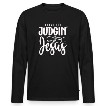 Laissez le jugement à Jésus - T-shirt manches longues Premium bio Homme - noir - Devant - Nico (187cm)