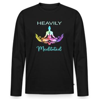 Heavily Meditated - Men's Premium Organic Long Sleeve Shirt - black - Front - Nico (187cm)