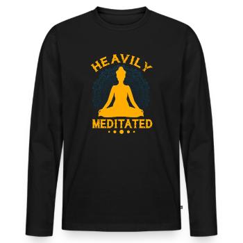 Heavily Meditated - Men's Premium Organic Long Sleeve Shirt - black - Front - Nico (187cm)