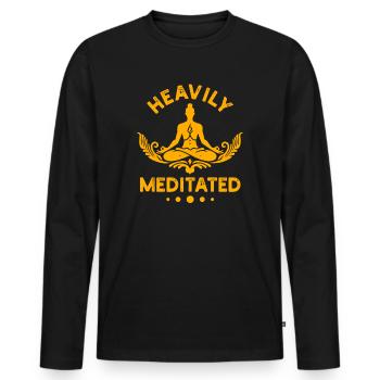 Stark meditiert - Männer Premium Bio Langarmshirt - Schwarz - Vorne - Nico (187cm)