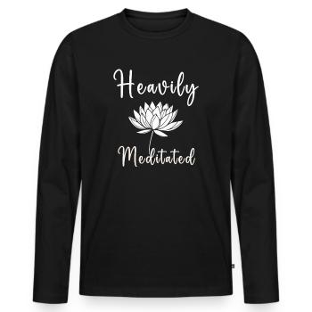 Stark meditiert - Männer Premium Bio Langarmshirt - Schwarz - Vorne - Nico (187cm)