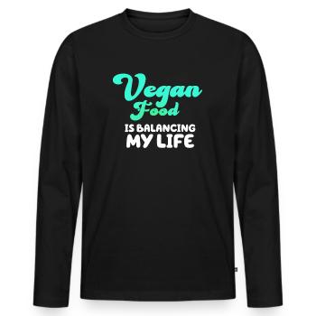 La nourriture végétalienne équilibre ma vie - T-shirt manches longues Premium bio Homme - noir - Devant - Nico (187cm)