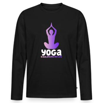 Le yoga équilibre ma vie - T-shirt manches longues Premium bio Homme - noir - Devant - Nico (187cm)