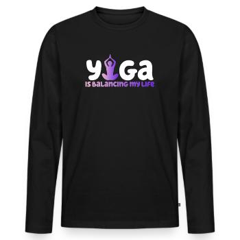 Le yoga équilibre ma vie - T-shirt manches longues Premium bio Homme - noir - Devant - Nico (187cm)