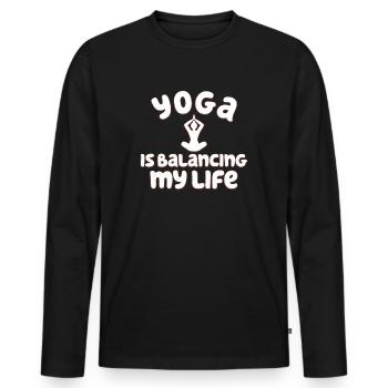 Le yoga équilibre ma vie - T-shirt manches longues Premium bio Homme - noir - Devant - Nico (187cm)