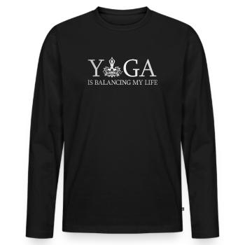 Le yoga équilibre ma vie - T-shirt manches longues Premium bio Homme - noir - Devant - Nico (187cm)
