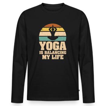 Le yoga équilibre ma vie - T-shirt manches longues Premium bio Homme - noir - Devant - Nico (187cm)