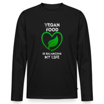 Veganes Essen bringt mein Leben in Einklang - Männer Premium Bio Langarmshirt - Schwarz - Vorne - Nico (187cm)